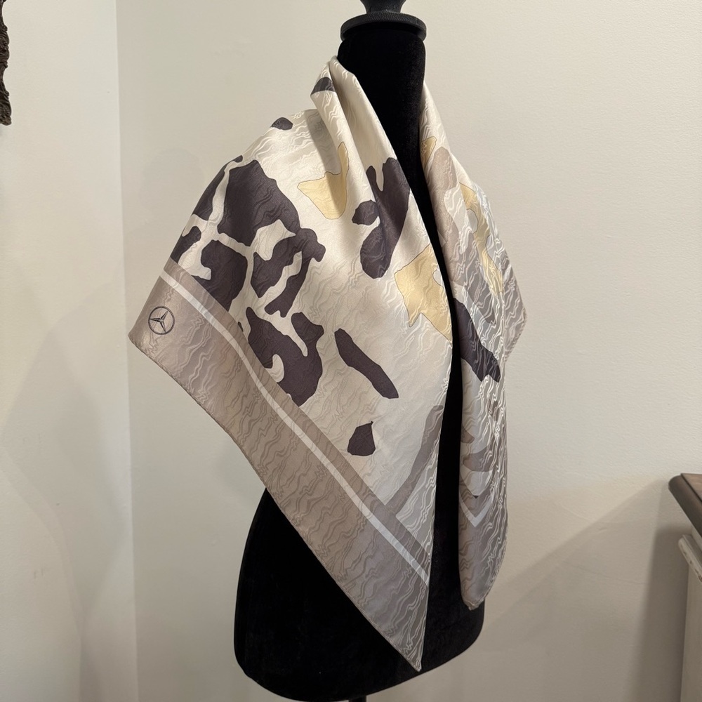 Mercedes Abstract Patterned Silk Scarf 34”